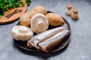 Рыба запеченная с грибами и картофелем